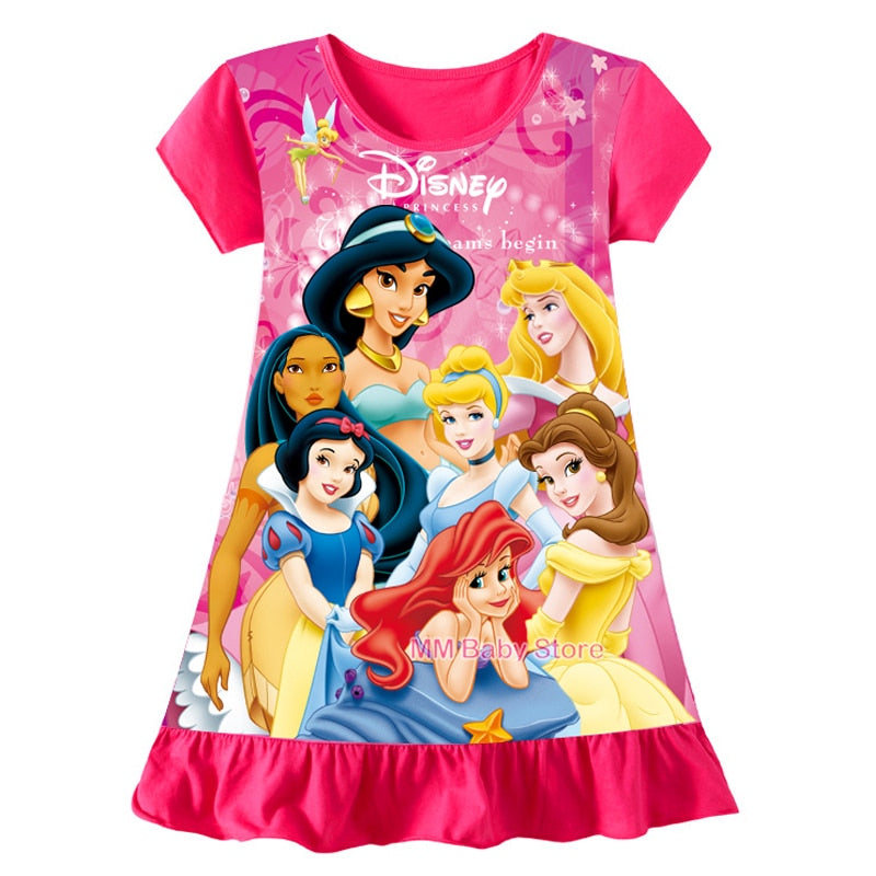 Kid's Girl Polyester O-Neck Short Sleeve Trendy Summer Nightgowns