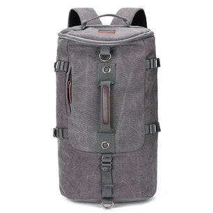 Men's Canvas Zipper Closure Solid Pattern Silt Pocket Backpack