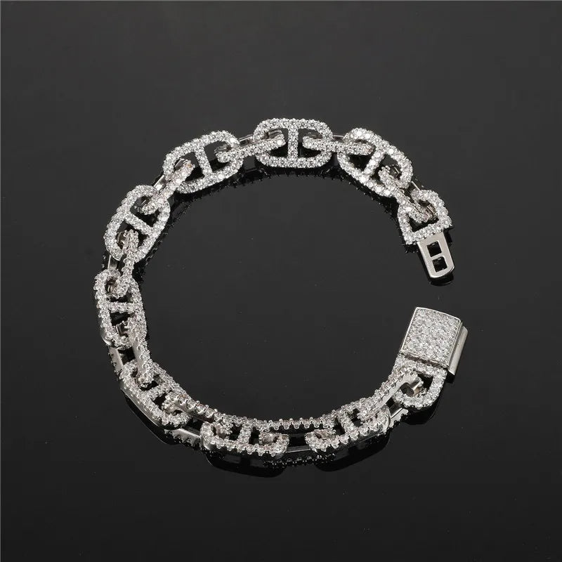 Men's Metal Copper Toggle Clasp Link Chain Geometric Bracelet