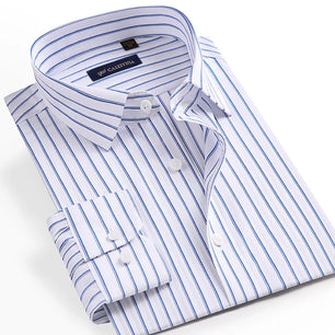 Men's Cotton Turn-Down Collar Full Sleeves Luxury Striped Shirt