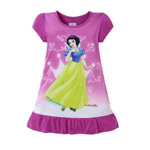 Kid's O-Neck Cotton Short Sleeves Cartoon Pattern Nightgowns