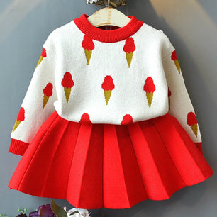 Kid's Wool O-Neck Long Sleeves Printed Pattern Pullover Clothes