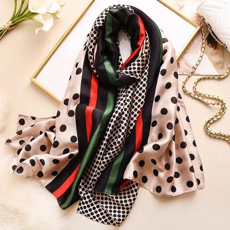 Women's Silk Neck Wrap Printed Pattern Trendy Beach Scarves