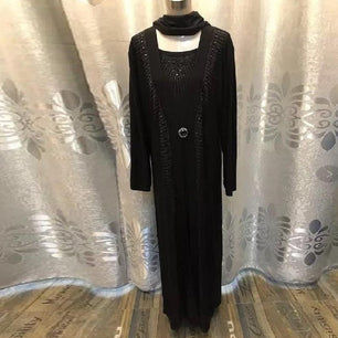 Women's Arabian V-Neck Polyester Full Sleeves Casual Wear Abaya