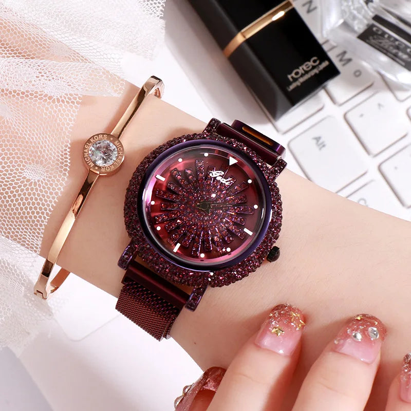 Women's Stainless Steel Round Shaped Waterproof Luxury Watch