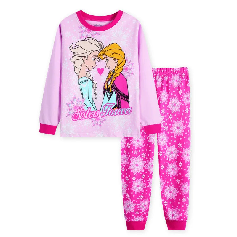 Kid's Girl Cotton O-Neck Long Sleeve Trendy Sleepwear Pajamas Set