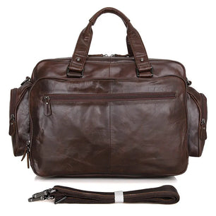 Men's Genuine Leather Zipper Closure Solid Pattern Shoulder Bag