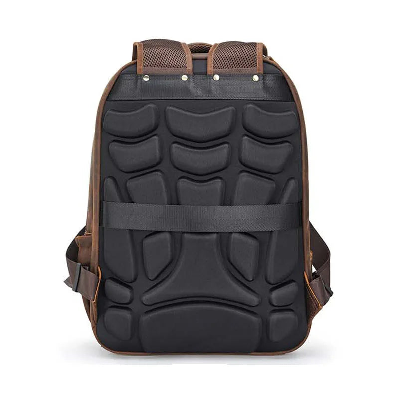 Men's Genuine Leather Zipper Closure Solid Pattern Backpack