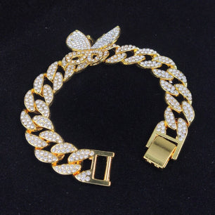 Men's Zinc Alloy Toggle-Clasps Butterfly Rhinestones Bracelet