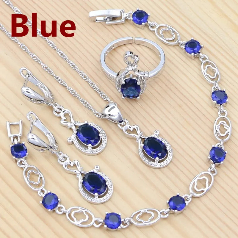 Women's 100% 925 Sterling Silver Zircon Geometric Jewelry Sets