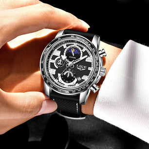 Men's Stainless Steel Waterproof Buckle Clasp Quartz Wrist Watch