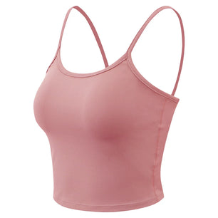 Women's O-Neck Spandex Sleeveless Breathable Solid Yoga Bra