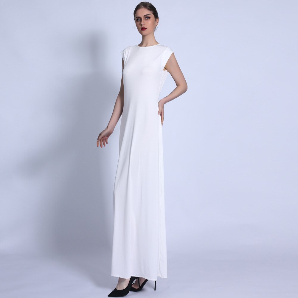Women's Arabian O-Neck Cotton Sleeveless Long Party Wear Dress