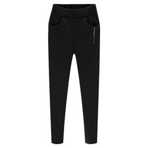 Women's Polyester Mid Elastic Waist Closure Solid Casual Trousers