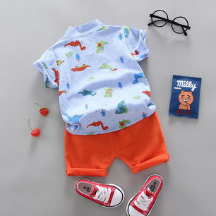 Kid's Polyester Short Sleeves Single Breasted Printed Clothes