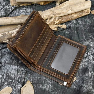 Men's Genuine Leather Solid Pattern Card Holder Casual Wallet