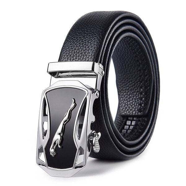 Men's Leather Automatic Buckle Closure Solid Pattern Trendy Belts