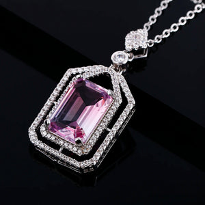 Women's Silver Zircon Geometric Shaped Trendy Engagement Necklace