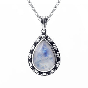 Women's 100% 925 Sterling Silver Moonstone Engagement Necklace