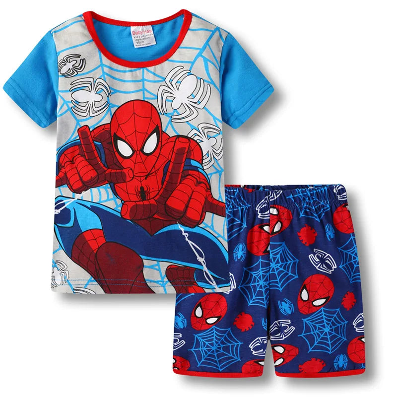 Kid's Boy Cotton O-Neck Short Sleeves Breathable Sleepwear Set