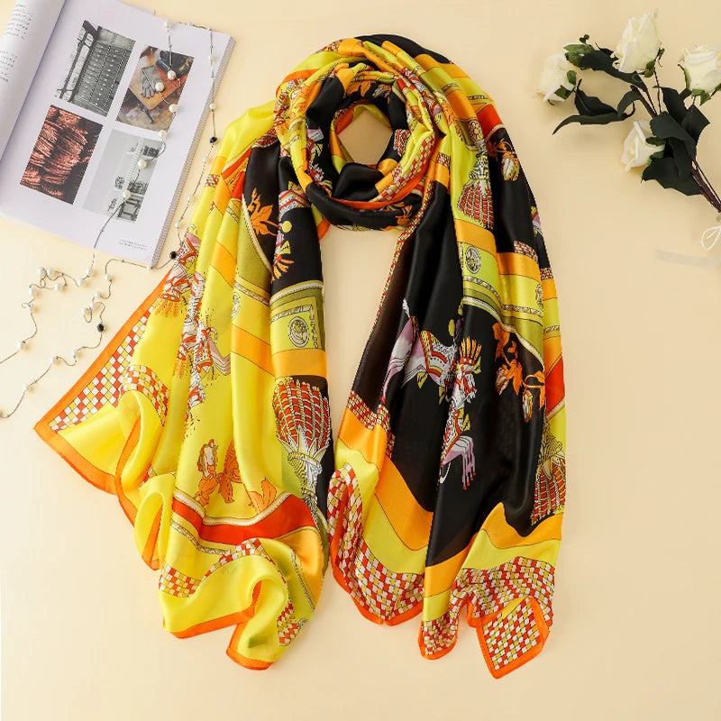 Women's Polyester Neck Wrap Printed Pattern Luxury Beach Scarves