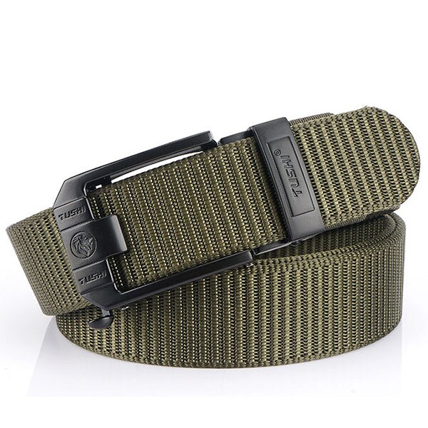 Men's Canvas Buckle Closure Solid Pattern Trendy Military Belts