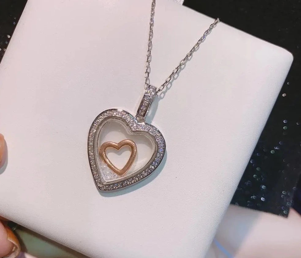 Women's Copper Cubic Zirconia Heart Pattern Classic Necklaces