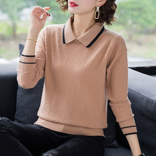 Women's Cotton Turn-Down Collar Full Sleeves Casual Wear Sweater