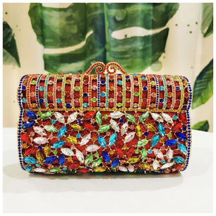 Women's Metallic Hasp Closure Rhinestone Pattern Wedding Clutch