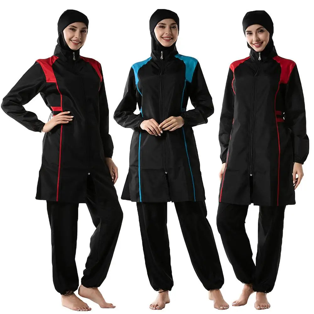 Women's Arabian Polyester Full Sleeves Mixed Colors Swimwear Set