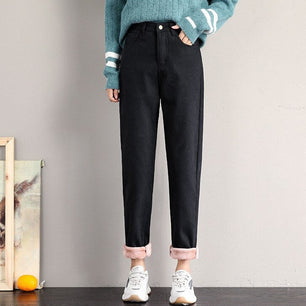 Women's Cotton Zipper Fly Closure High Waist Ankle-Length Pants