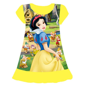 Kid's O-Neck Cotton Short Sleeves Cartoon Pattern Nightgowns