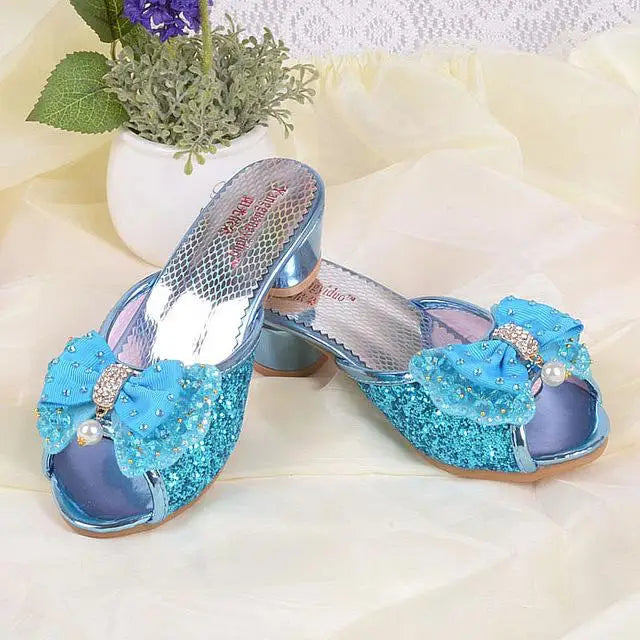 Kid's Rubber Peep Toe Slip-On Closure Sequin Pattern Slippers