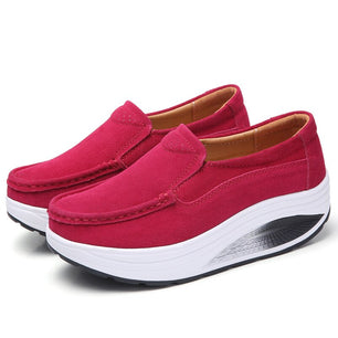 Women's Flock Round Toe Platform Slip-On Casual Wear Shoes