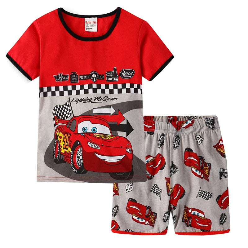 Kid's Boy Cotton O-Neck Short Sleeves Breathable Sleepwear Set