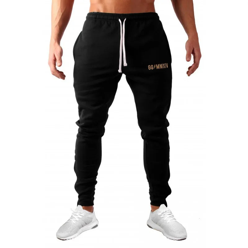 Men's Cotton Drawstring Closure Running Gym Sportswear Trousers