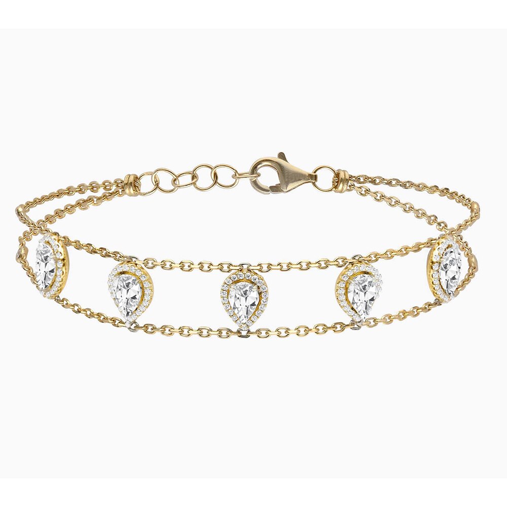 Women's Copper Cubic Zirconia Geometric Chain Link Bracelet