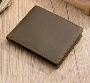 Men's Genuine Leather Solid Pattern Card Holder Casual Wallet