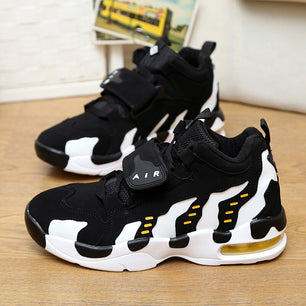 Men's Leather Round Toe Lace-up Closure Mixed Colors Sneakers