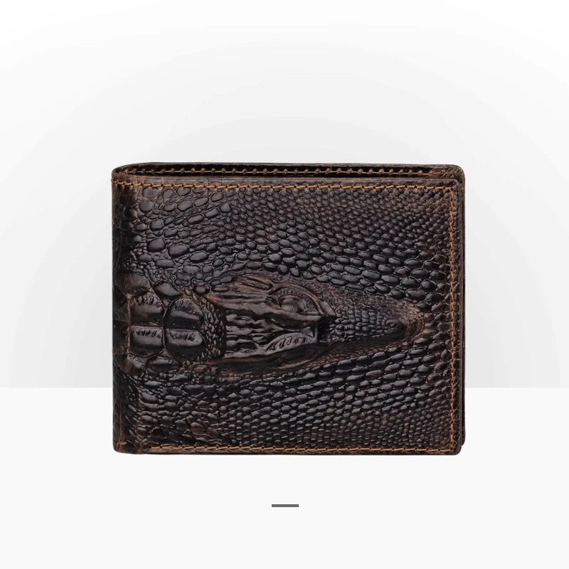 Men's Genuine Leather Card Holder Crocodile Pattern Trendy Wallets