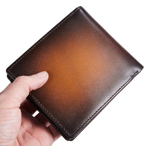 Men's Genuine Leather Card Holder Gradient Pattern Trendy Wallets