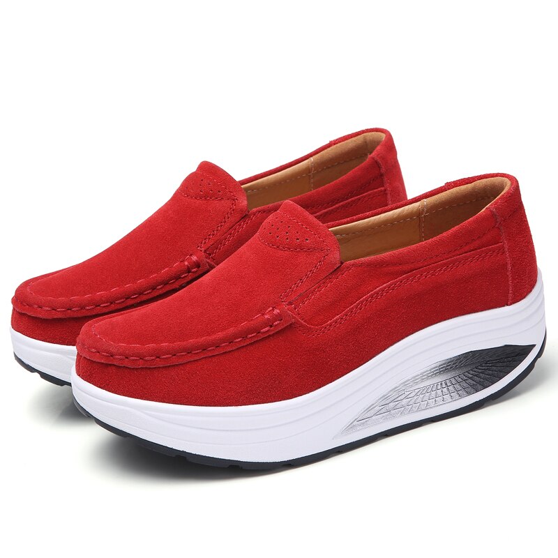 Women's Flock Round Toe Platform Slip-On Casual Wear Shoes