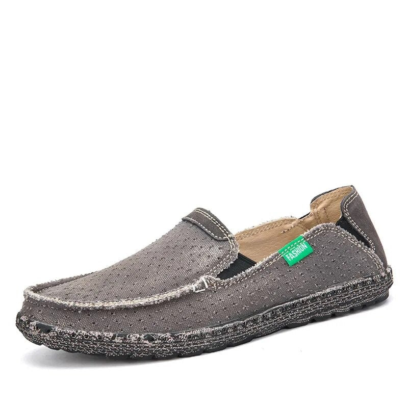 Men's Canvas Breathable Slip On Closure Loafers Casual Flat Shoes