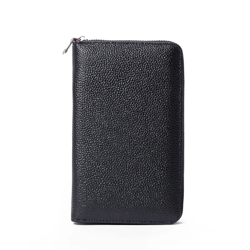 Men's Genuine Leather Solid Pattern Slot Pocket Trendy Wallets