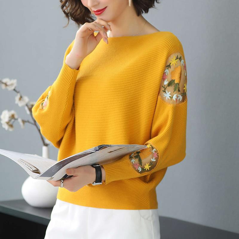 Women's O-Neck Polyester Full Sleeves Knitted Pullovers Sweater