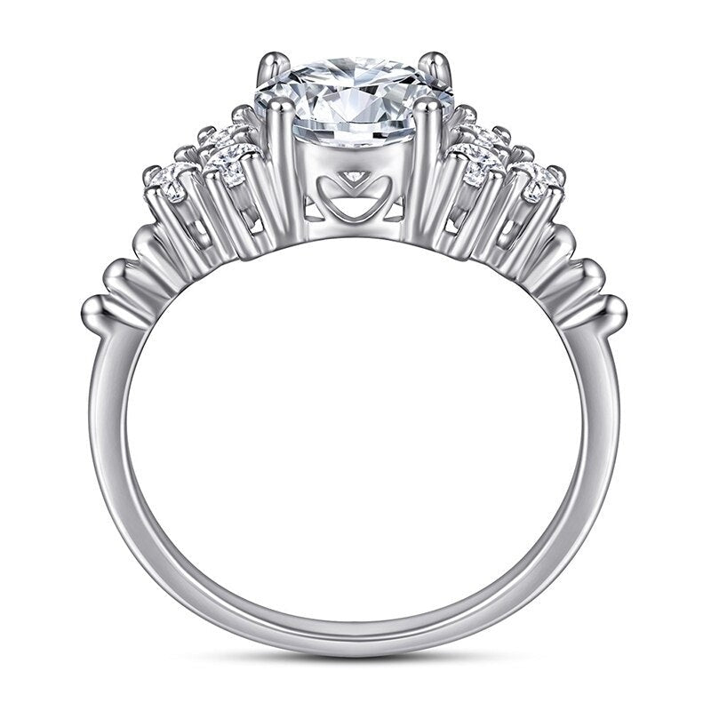 Women's 100% 925 Sterling Silver Round Zirconia Wedding Ring