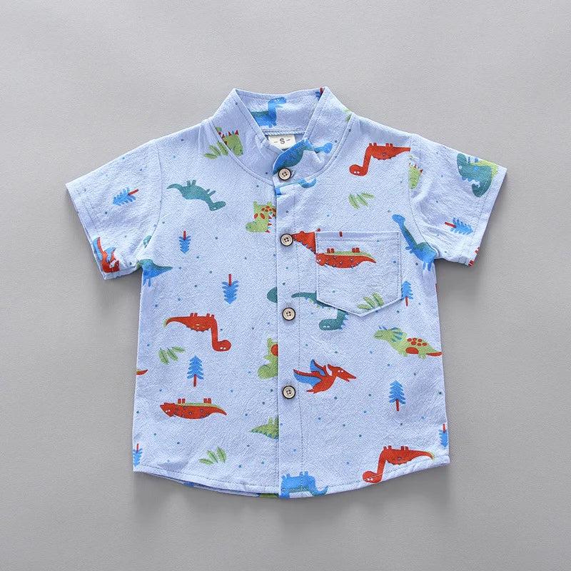 Kid's Polyester Short Sleeves Single Breasted Printed Clothes