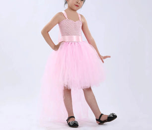 Kid's Mesh Sweetheart-Neck Sleeveless Sequined Pattern Dress