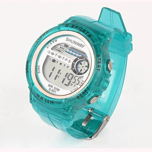 Kid's Alloy Frame Round Shaped Waterproof Trendy Sports Watch