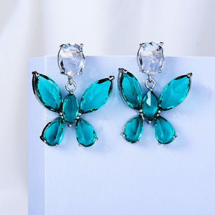 Women's Copper Cubic Zirconia Luxury Butterfly Bridal Earrings